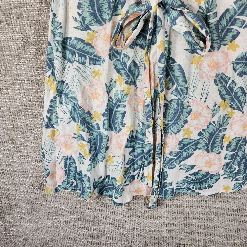 Marine‎ Layer Linen Blend Wrap Dress Swim Coverup Womens M White Floral